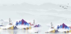 水墨中国风中国风水墨山水画图片