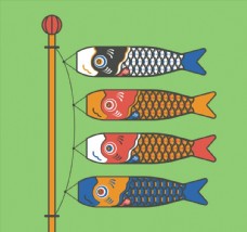 节日高清素材日本鲤鱼旗矢量图片