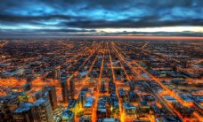 城市鸟瞰黄昏图片