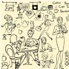 咖啡杯卡通女人图片