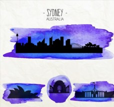 水彩澳大利亚建筑图片