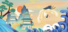 SPA插图中国风山水插画图片