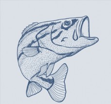 钓鱼蓝色手绘鱼矢量图片