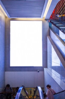 商场楼梯广告牌样机背景海报素材图片