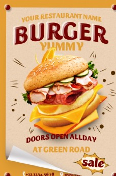餐厅炸鸡排汉堡海报图片