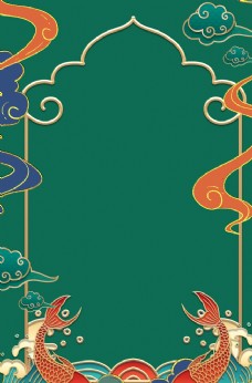 传统节气新年春节喜庆国潮浮雕海报背景图片