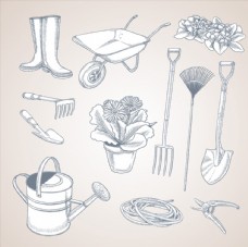 手绘园艺工具图片