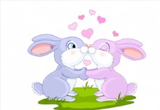 亲情亲吻情侣兔子图片
