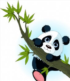 树木爬树枝的熊猫图片