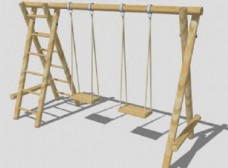 一体式木架梯秋千SU模型图片