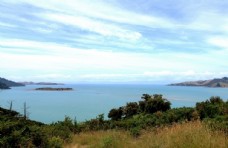 远山新西兰海滨自然风光图片