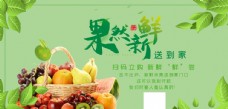 绿背景新鲜水果海报图片