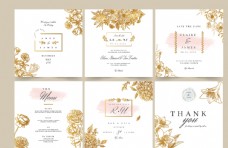 名片金色花纹装饰婚礼卡片图片