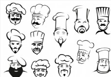 餐饮手绘厨师头像矢量图片
