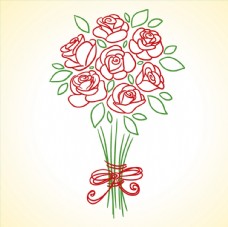 手绘红玫瑰花束图片