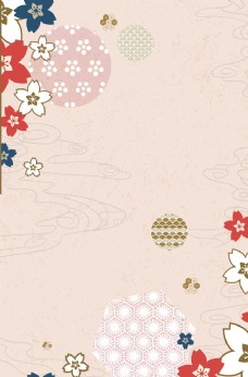 风景日式和风红色花纹背景图片