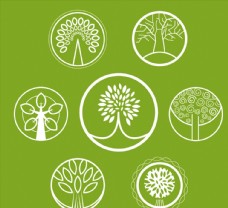 圆形抽象树木图标图片