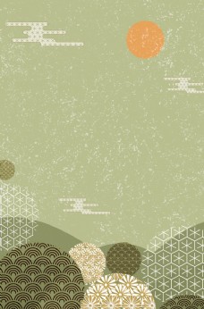 花纹风景绿色日式和风花纹背景图片