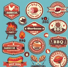 时尚烤肉标签矢量图片