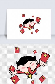 卡通新年春节发红包图片