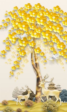 中国风设计金树图片