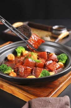 美食素材红烧肉美食食材背景海报素材图片