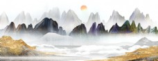 山水中国风水墨背景水彩水墨图片