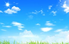草地素材蓝天白云图片