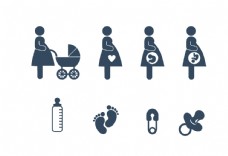 孕妇及婴幼儿卡通图标元素图片