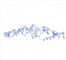 手绘素材手绘蓝色雪山图片