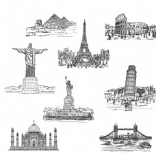 世界建筑世界著名建筑矢量图片