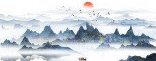 水墨中国风国画山水画图片