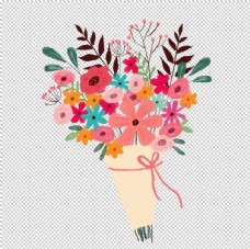 海景花朵花束插画卡通背景海报素材图片