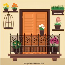 欧式阳台和盆栽图片
