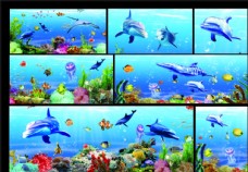 花草海底世界海豚珊瑚图片