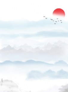 蓝色背景中国风蓝色水墨背景素材图片