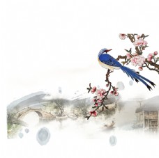 春季鸟蓝鸟桃花图片