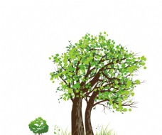 绿背景卡通树图片