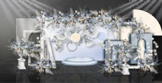 蓝色婚礼浪漫背景设计大图图片