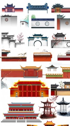 中国风设计中式庭院围墙和大门大全汇总图片