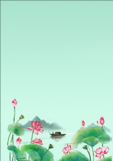 中国风设计荷花荷塘月色图片