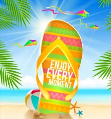 度假沙滩拖鞋插画图片