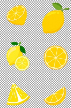 黄色背景手绘新鲜水果柠檬图片