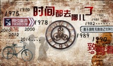时钟自行车时间背景墙图片