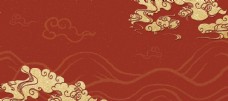 复古花纹中国风底纹红金祥云背景图片
