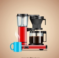 咖啡杯自动咖啡机矢量图片