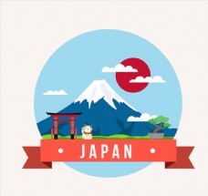 日本富士山插画图片