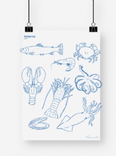 花纹背景虾螃蟹章鱼贝壳图片