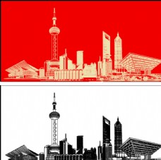 上海陆家嘴建筑群矢量图图片