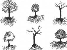 树木手绘树树根矢量图图片